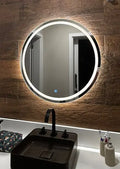 Round FROSTED Mirror with LED Lighting and Touch Screen Button – The Ever Botanic