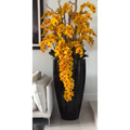 San Jose Vase in Glossy Black with hanging yellow orchids – The Ever Botanic