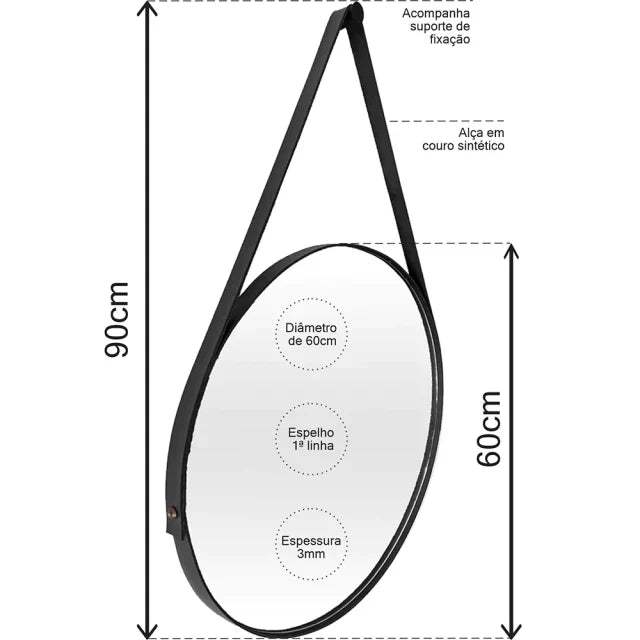 Adnet Leather Mirror 50 cm + Bracket – The Ever Botanic