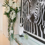 White Vanda Orchids and Driftwood Inside a Large Conical Glass Cylinder – The Ever Botanic