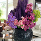 Black Mosaic Vase with Liatris and Orchids – The Ever Botanic