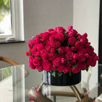 Dark Pink English Roses in Black Glass Vase – The Ever Botanic