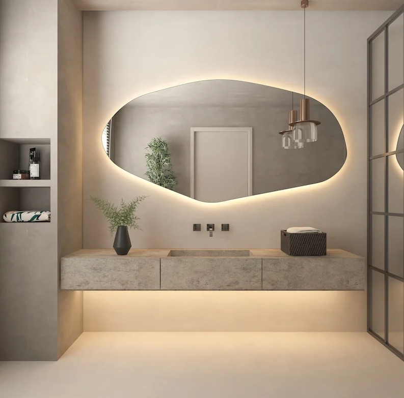 Irregular Organic Mirror with LED 2.10 m X 0.80 m – The Ever Botanic
