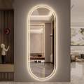 Frosted Oval Mirror with Warm LED - 60 × 150 cm Woodglass Oval – The Ever Botanic