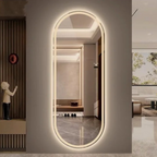 Frosted Oval Mirror with Warm LED - 60 × 150 cm Woodglass Oval – The Ever Botanic