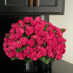 Dark Pink English Roses in Black Glass Vase – The Ever Botanic