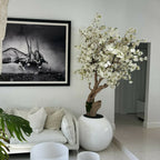 Shiny white globe vase with personalized Cherry Blossom Tree – The Ever Botanic
