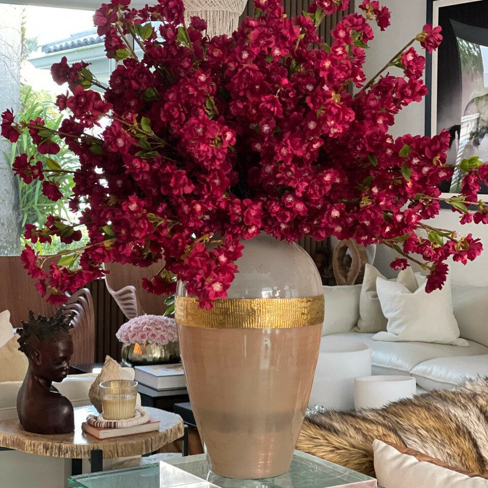 Aurelia Vase with burgundy cherry blossoms – The Ever Botanic