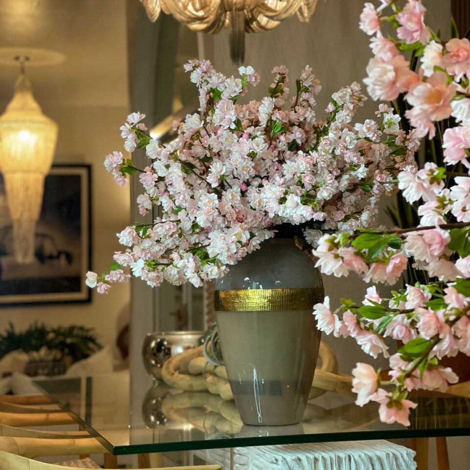 Aurelia Vase with pink cherry blossoms – The Ever Botanic
