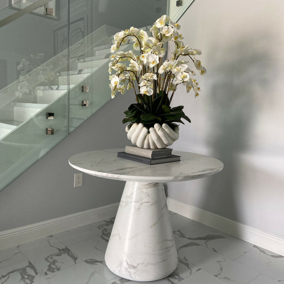 White Phalaenopsis Orchids in Open Hands Sculpture Pot – The Ever Botanic