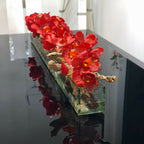 Modern Glass Planter "Modern Home" 122 cm with Red Cymbidiums – The Ever Botanic