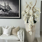 San Jose Beige Sand Vase with White Orchids in Cascade – The Ever Botanic