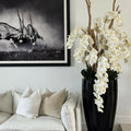 Glossy Black San Jose Vase with Cascading White Orchids – The Ever Botanic