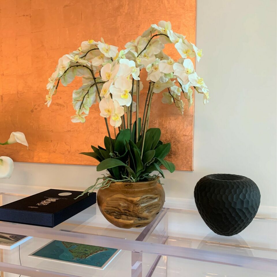 Large Teak Wood Bowl with White Orchids – The Ever Botanic
