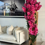Large Teak Wood Vase with Natural Edges and Pink Vanda Orchids – The Ever Botanic