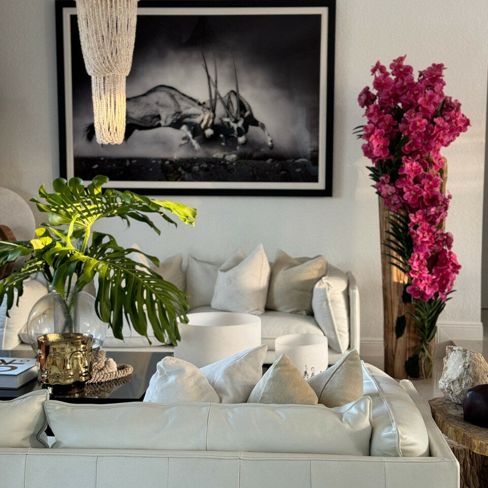 Large Teak Wood Vase with Natural Edges and Pink Vanda Orchids – The Ever Botanic
