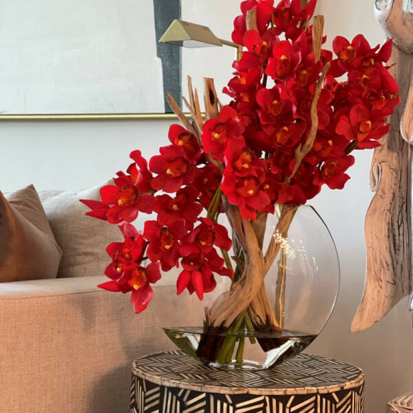 Red Cymbidiums in Moon Vase – The Ever Botanic
