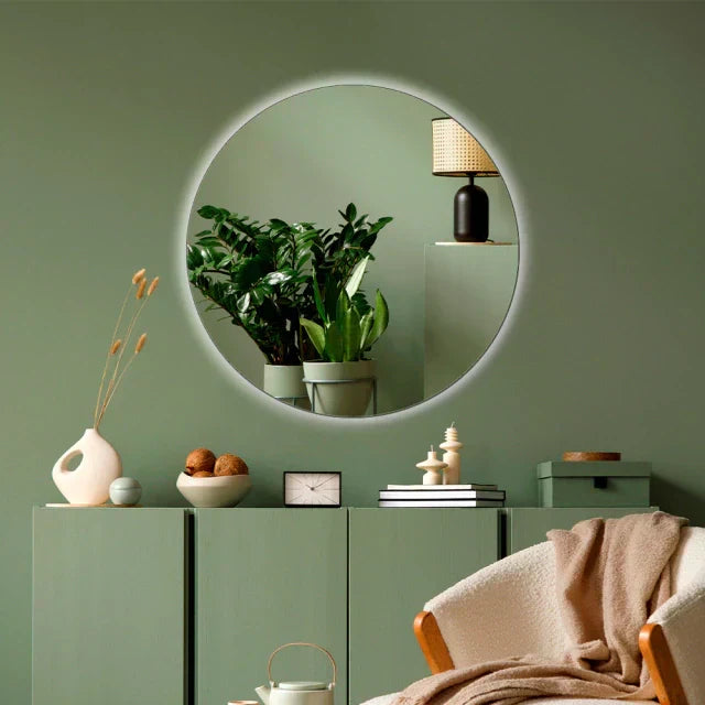 Slim Round Mirror with LED 60 × 60 – The Ever Botanic
