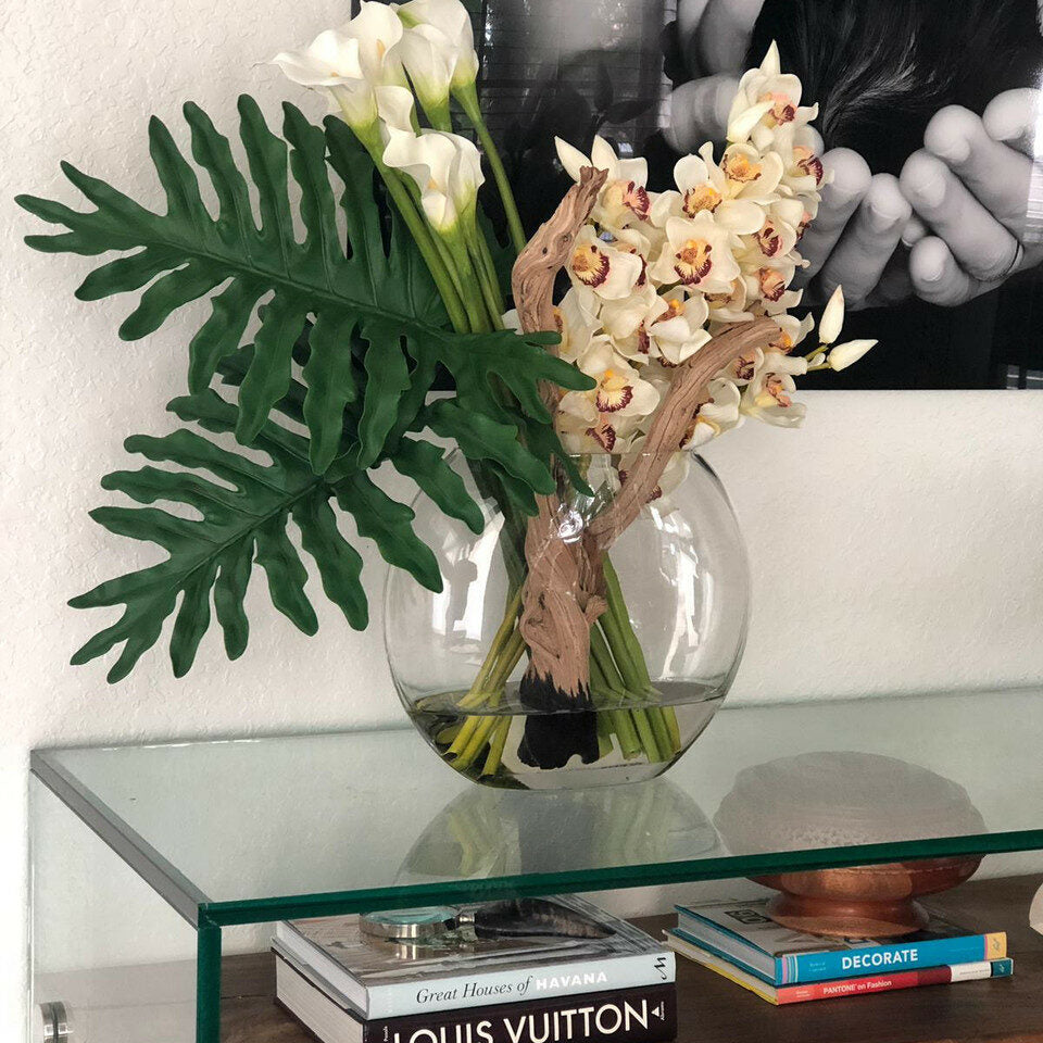 Lunar Vase with Cymbidium Orchids and Calla Lilies – The Ever Botanic