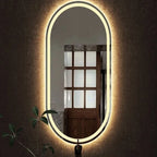 Frosted Oval Mirror with Warm LED - 60 × 150 cm Woodglass Oval – The Ever Botanic
