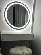 Round FROSTED Mirror with LED Lighting and Touch Screen Button – The Ever Botanic