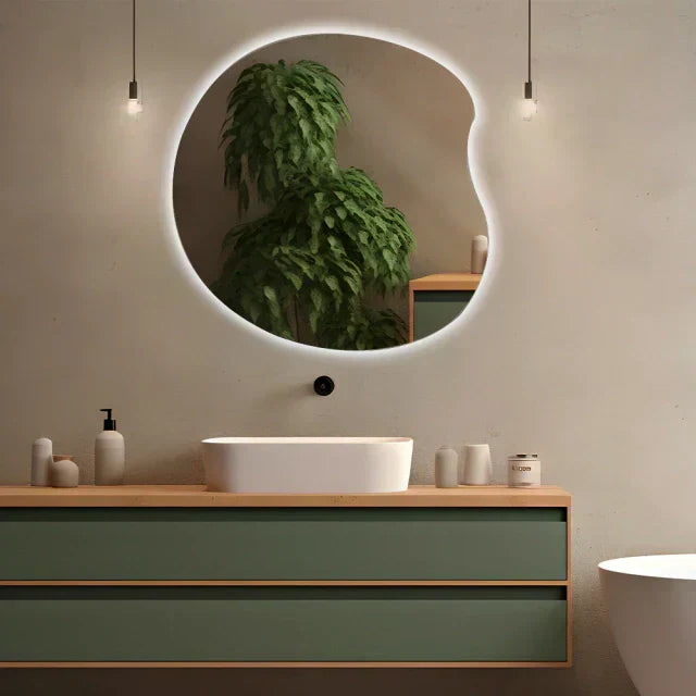 Organic Slim Mirror with LED 60 × 60 cm – The Ever Botanic