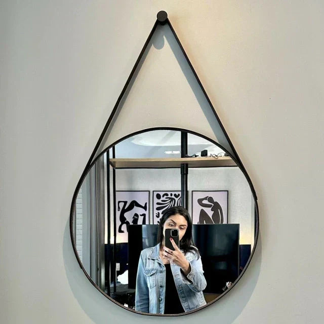 Adnet Leather Mirror 50 cm + Bracket – The Ever Botanic