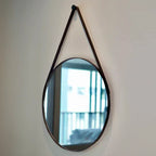 Adnet Leather Mirror 50 cm + Bracket – The Ever Botanic